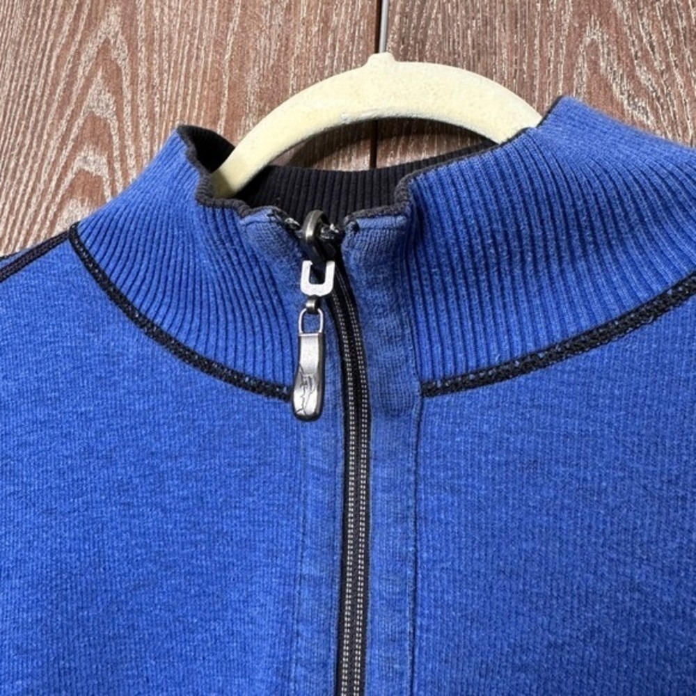 Tommy Bahama Reversible Quarter Zip Pullover Sweater Black Blue Marlin Mens - Picture 9 of 11